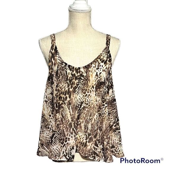 Show Me Your MuMu Silky animal print hi-low Flowy tank top - Picture 1 of 4